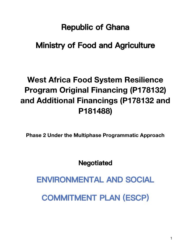 ENVIRONMENTAL AND SOCIAL COMMITMENT PLAN (ESCP)
